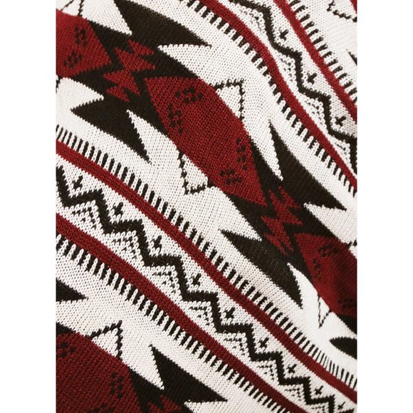 NEW Tribal Aztec BOHO Knit Fringe Sweater Poncho - Picture 8 of 10